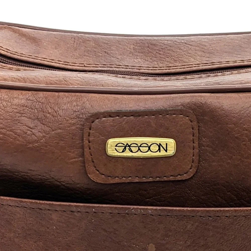 Brown Old Skool Sasoon Faux Leather Shoulder bag - Unisex - Retro - Vintage